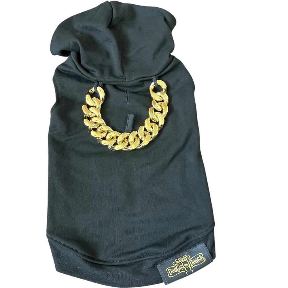 Snoop Doggie Dogg Deluxe Pet Hoodie Off The Chain Medium New Black Gold Costume